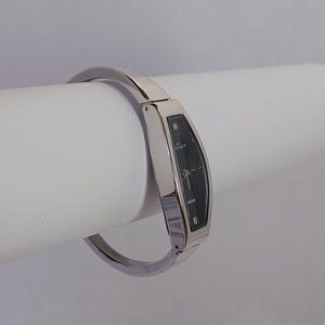 Anne Klein Diamond Silvertone Rectangle Dress Watch